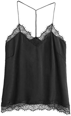 Kanpola Womens Casual Sleeveless Lace Chemise Tank Crop Top Vest Shirt Blouse Camisole Tops