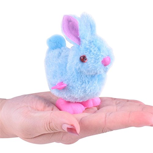 Leewa Gift ! Pluh Bunny Toys Infant Child Stuffed Toys Hopping Wind Up Collect Easter Gift (9x6x7CM, Rabbit Toy-Random Color)