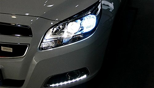 iJDMTOY Switchback LED Daytime Running Light Kit Compatible With 2013-2015 Chevrolet Malibu, White/Amber DRL Bezel Assy w/Module Box, Powered by 22 Pieces LED Lights