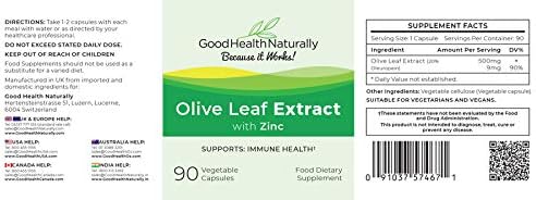Olive Leaf with Zinc, Immune System Vitamin, 90 count (Pack of 1) - Image 3