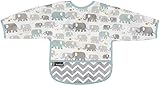 Kushies Cleanbib Waterproof Bib with Sleeves 12-24M White Elephants