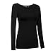 OThread & Co. Women's Long Sleeve T-Shirt Scoop Neck Basic Layer Stretchy Shirts (Large, Black)