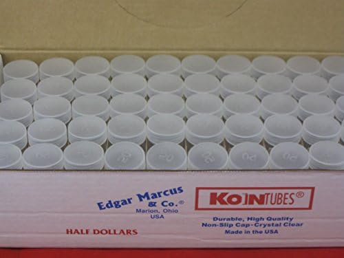(100) Edgar Marcus Brand Round Clear Plastic (Half Dollars) Size Coin Storage Tube Holders with Screw on Lid