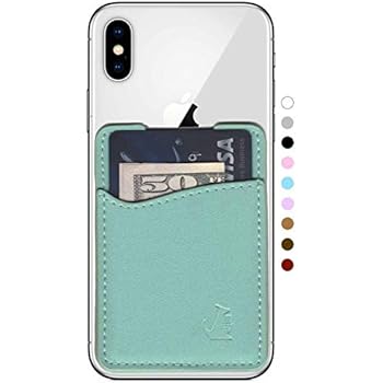 WALLAROO Premium Leather Phone Card Holder Stick On Wallet for iPhone and Android Smartphones (Spearmint Leather)
