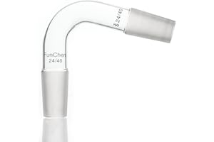 FunChem 75 Degree Bent Distillation Adapter, Borosilicate Glass Laboratory Adapter with 24/40 Inner Joints, Lab Glassware