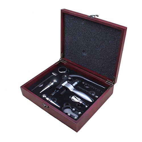 BrandBold 9 Piece Rabbit Wine Accessory Gift Box, Includes Wine Aerator, Rabbit Lever Corkscrew, Elegant Wooden Gift Box, Wine Accessories, Wedding Anniversary Gift Set