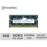 Timetec Hynix IC 8GB DDR3 1333MHz PC3-10600 Non ECC Unbuffered 1.5V CL9 2Rx8 Dual Rank 204 Pin SODIMM Laptop Notebook Computer Memory Ram Module Upgrade(8GB)