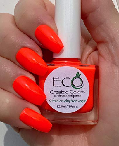 Sunset Orange Neon Nail Polish 10 