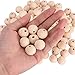 JUNKE 50 PCS 25MM Large Wood Beads Natural Unfinished Wood Beads DIY Wood Spacer Bead Pieces Round Wooden Loose Beads Ball Crafts for Jewelry Making, Natural Color (25mm)