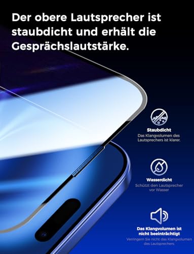 MAGIC JOHN Pack of 2 Protective Glass for iPhone 16 (6.1 Inch), Auto Dust Elimination, 9H Hardness Film, Ultra Clear Screen Protector, Bubble-Free, Easy Installation