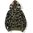 RICK TOP ONE Camouflage shark jacket men's fall and winter cardigan zipper embroidery hooded sweater large size couple models
