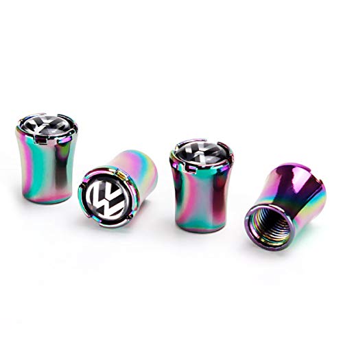 Tire Air Valve Stem Caps Cover Car Logo Emblem Colorful Bling Chrome Cap Compatible with VW