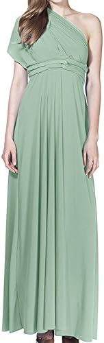 IWEMEKWomens Bridesmaid Elegant Convertible Transformer Infinity Multi Way Wrap Solid Color Cocktail Dress Off Shoulder V Neck Bandage Long Maxi Dress