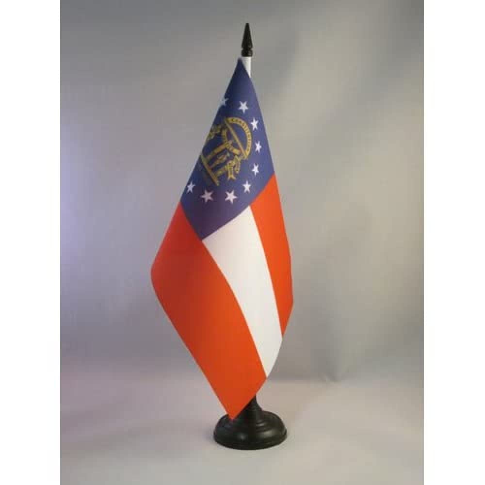 AZ FLAG Georgia Table Flag 5'' x 8'' - US state of Georgia Office Decoration 100% Polyester 21 x 14 cm - Mini Desk Flag with Pole and Black Plastic Base
