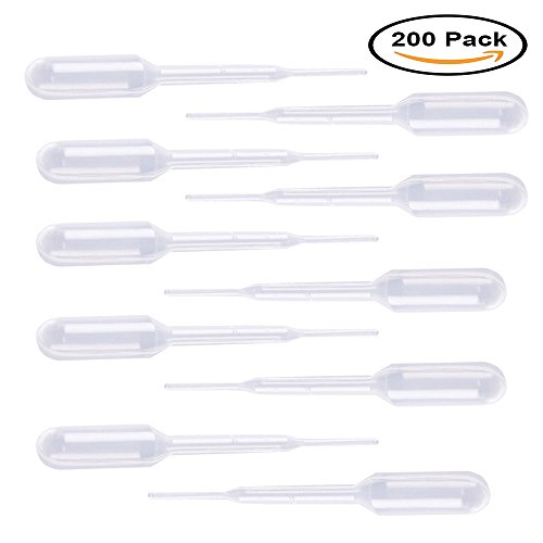 Mydio 0.2ml Plastic Disposable Transfer Pipettes Eye Dropper,Pack of 200