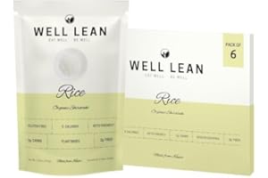 Well Lean USDA Organic Konjac Shirataki Rice - Low Carb, Keto Rice, 6 Pack (12 Servings) - Ideal for Keto, Paleo, and Low Carb Diets - Ready to Eat, Low Carb 2gm, Low 5 Cal