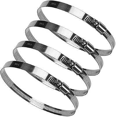 Noosverl 4 Pack Jubilee Clips Large 118-140 mm Stainless Steel Hose Clamp