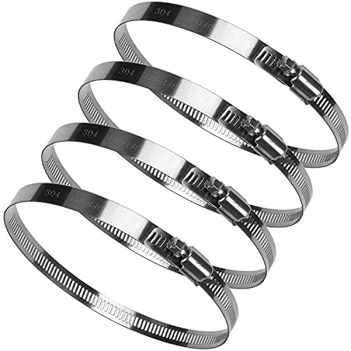 4 Pack Jubilee Clips Large Size 118-140 mm, Jubilee Clips Hose Clips Stainless Steel Hose Clamp Adjustable Ducting Clamps for Securing Hoses and Pipes Tube