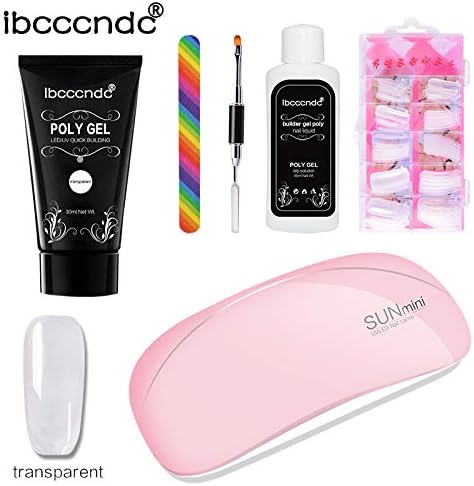 Expxon!! Nail Kit - UV Nail lamp + Poly Gel + Double-end Dead skin push + Diluent + 100pcs Fake nails
