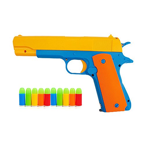 Children's Colorful Toy Gun Mauser Toy Pistol, Kids Classic m1911 with Soft Noctilucent Bullets, Teach Shooter and Gun Safety for Fun Outdoor Game and Children Safe Play