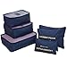 Hopsooken Travel Organizer Luggage Compression Pouches, Navy Blue (6-Piece Set)
