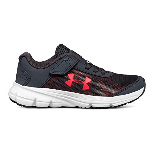 Under Armour Boys  Pre School Rave 2 Adjustable Closure Sneaker, Stealth Gray (100)/Red, 2.5