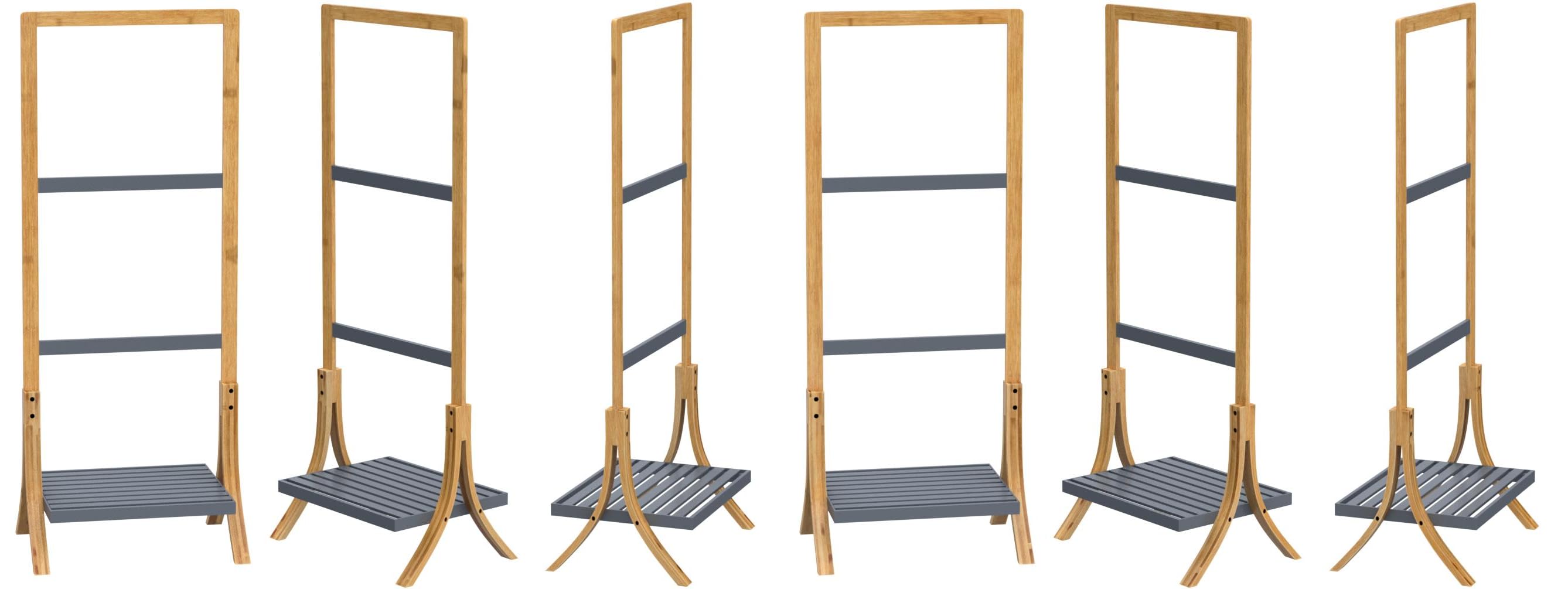 relaxdays Toallero de Pie con Baldas y 3 Barras, Bambú y DM ...