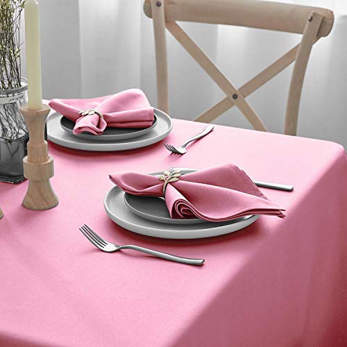 VEEYOO Cloth Napkins - Set of 12 Pieces 17 x 17 Inch Solid Polyester Table Napkins - Soft Washable and Reusable Dinner Napkin for Weddings, Parties, Restaurant (Pink Napkins Cloth)