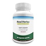 Real Herbs Tart Cherry Extract - Derived from 1400mg of Tart Cherries with 2:1 Extract Strength - Promotes Cardiovascular & Coronary Health, Promotes Muscle Health & Recovery-50 Vegetarian Capsules