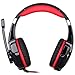BIBOX G9000 Stereo Gaming Headset, Bass Surround Sound Over Ear Headphones 3.5mm Jack with Noise Cancelling Mic and LED Light for PC/PS4/Xbox One/Laptop with 1 to 2 Adapter Cable – Redthumb 1