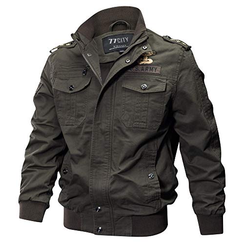 GOVOW Black Military Jacket Men Clothing Pocket Tactical Outwear Breathable Coat(US:8/CN:XL,#Army Green) - Thumbnail 5