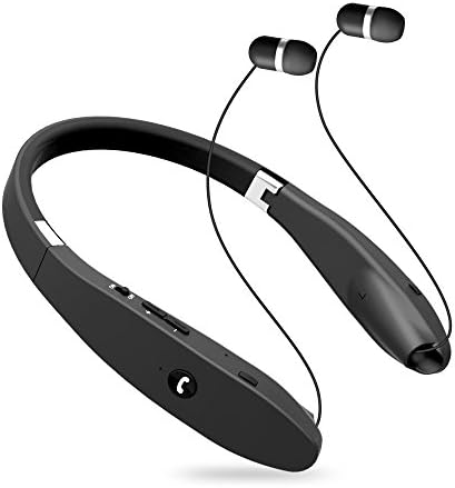 Neckband Wireless Headphones, V4.1 Bluetooth Headset Stereo Foldable Sport Earphones with Mic Rubber Surface for Samsung Galaxy S9/S9+ iPhone X (Black)