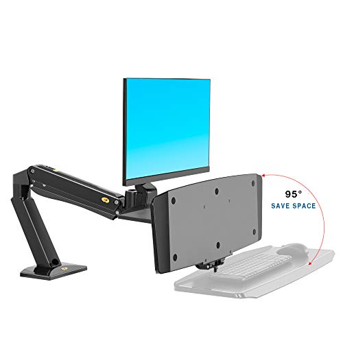 NB North Bayou Sit Stand Desk Converter Monitor Desk Mount Height Adjustable Standing Desk Workstation for 24''-35'' Monitor Computer Arm with Keyboard Tray (Black)