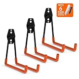 CoolYeah Steel Garage Storage Utility Double Hooks, Heavy Duty for Organizing Ladder Hooks, Long U Hooks (Pack of 3, &nbsp;6.3 &times; 7.3 &times; 6.1 inches)