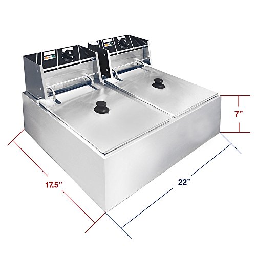 Clevr Two 11 Liter Basins Capacity Commercial Stainless Steel Deep Fryer Machine 110v Double Two Tank Design Restaurant - Thumbnail 4