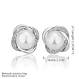 MANDI HOME Elegant 18K Gold Stud Earings Silver Zircon Twist Pearl