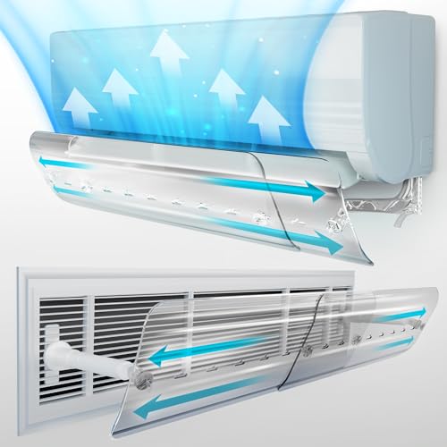 NO DRILL AC Vent Cover Adjustable 56-102.5 CM, AC Air Deflector, Split AC Air Flow Deflector, Central AC Deflector, AC Vent Deflector for Registers Grilles and Air Conditioner Vents