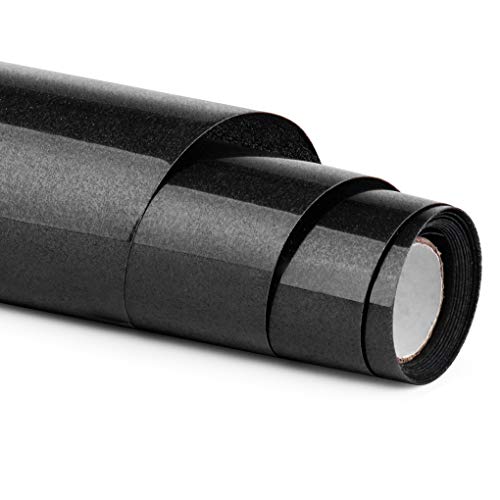 Glitter HTV vinyl - 12" x 5ft PU Heat Transfer Vinyl roll, Iron On Vinyl for Cricut & Silhouette Cameo Easy to Cut & Weed, Durable, Vibrant Color Design for T-Shirt and Other Textiles (Black)