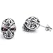 KONOV Mens Cubic Zirconia Stainless Steel Gothic Skull Stud Earrings, Red Silver