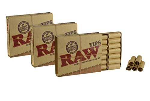 Raw Natural Unrefined Pre-Rolled Filter Tips 3 Pack ( 21 Per Box )