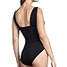 LAPAYA Women's 1 Piece Bathing Suit V-Neck Ruched Tummy Control Maillot Swimsuit, Black, Tag Size 2XL=US Size 12