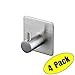 KES Adhesive Wall Hooks, Bathroom Towel Hook, Adhesive Hooks Heavy Duty for Bathroom, Kitchen, Closet, SUS304 Stainless Steel Brushed Finish 4 Pack, A7060-2-P4