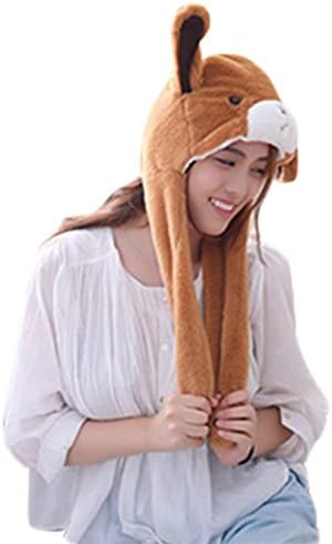 MIGHTYCOS Women's Funny Plush Corgi Hat with Ears Adult Ear-Moving Winter Cap Dress up Accessory for Girls