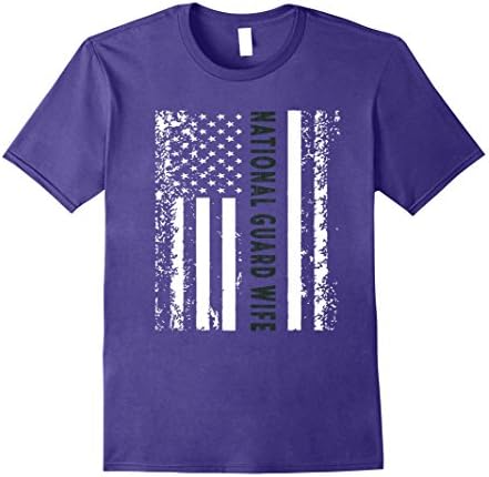 Mens Military Cool US Proud National Guard Wife Flag T-shirts Medium Purple