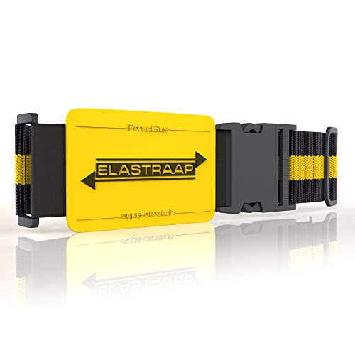 Luggage Straps, Adjustable Non-Slip Baggage Belts- Suitcase Bands For Travel Bag (1 Strap, Yellow Stripe 1pk)