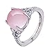 Pink Gemstone Ring, Haluoo Women 925 Sterling Silver Engagement Wedding Band Created Pink Topaz Filled Solitaire Promise Rings Hibiscus Stone Ring Adjustable Ring Size 6-10 (10, Silver)thumb 1