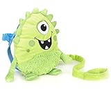Nuby Plush Baby Backpack with Safety Harness, Green Monster