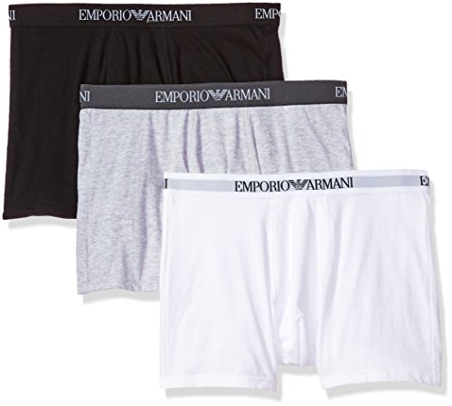 Emporio Armani Men s Pure Cotton Men s 3 Pack Boxer Brief Underwear, Grey/White/Black, Medium