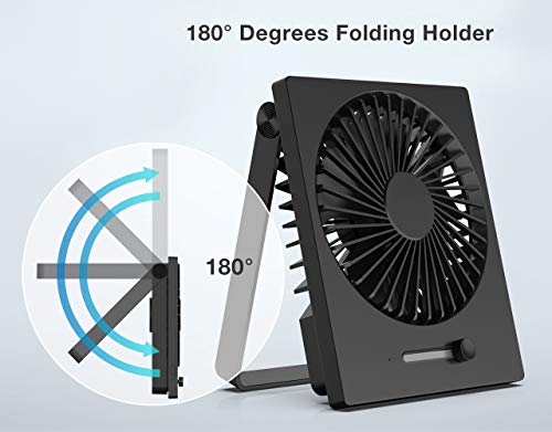 KopBeau Desk Fan, Personal USB Small Cooling Folding Table Fan, Stepless Speeds, Slim Design & 180 Degree Adjustment, DC Motor, Quiet for Home&Office, Black … - Thumbnail 4