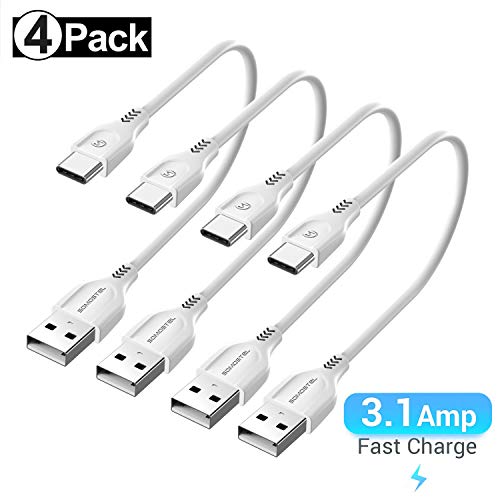 Short USB Type C Cable (4Pack, 1FT), SOMOSTEL Portable USB C Fast Charger Cord for Samsung Galaxy Note 9 8 S9 S8 Plus,LG G5 V20 V30 V40 ThinQ,Moto Z2,Google Pixel 3XL,Nexus,Nintendo Switch,Power Bank